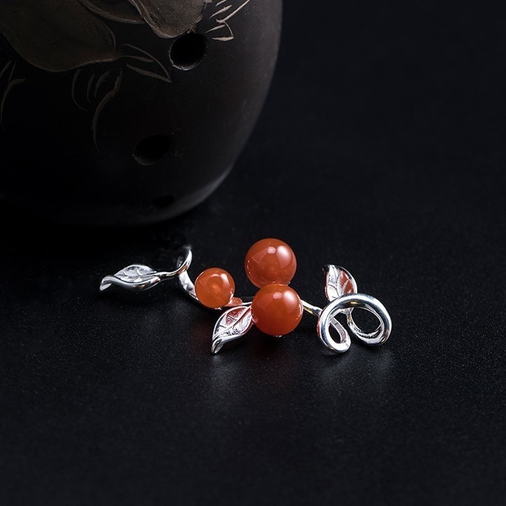 葉っぱのペンダント メノウ シルバー N006