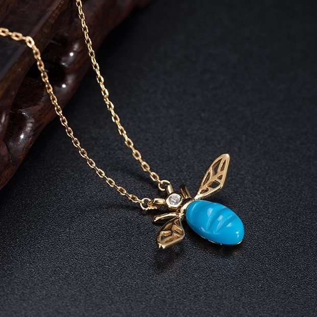 蛍のペンダント ホタル トルコ石 シルバー N014