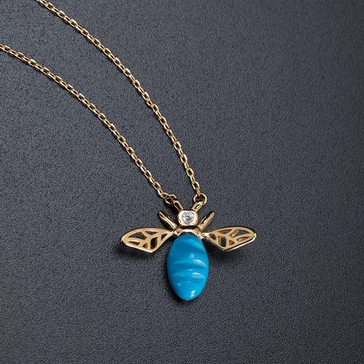 蛍のペンダント ホタル トルコ石 シルバー N014