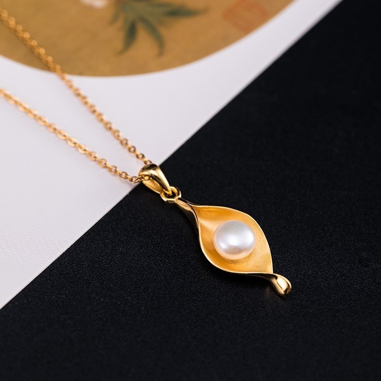 葉っぱのペンダント はっぱ パール シルバー N016