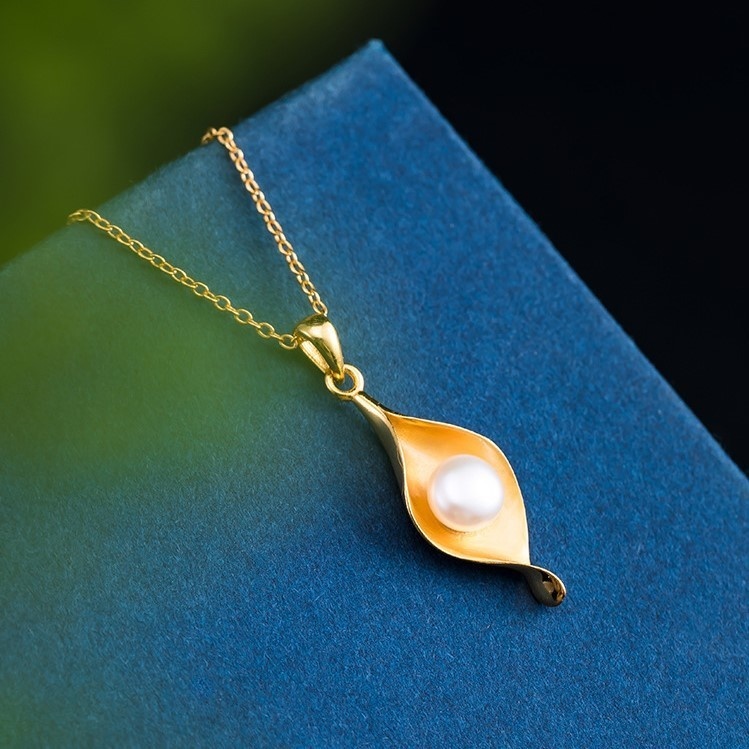 葉っぱのペンダント はっぱ パール シルバー N016