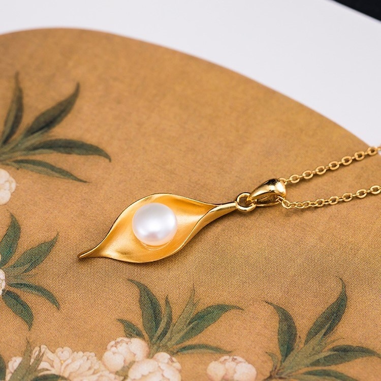 葉っぱのペンダント はっぱ パール シルバー N016