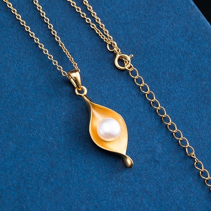 葉っぱのペンダント はっぱ パール シルバー N016