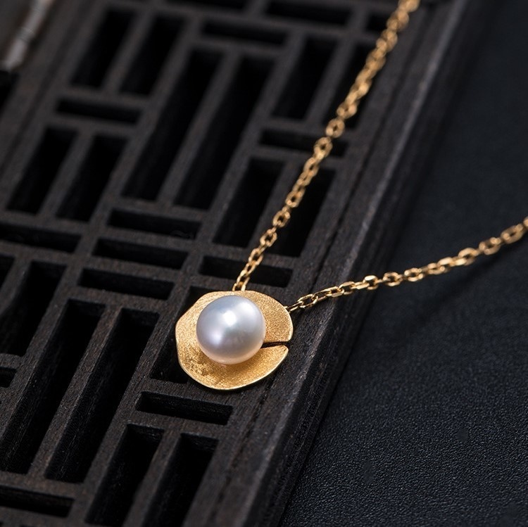 葉っぱのペンダント はっぱ パール シルバー N018