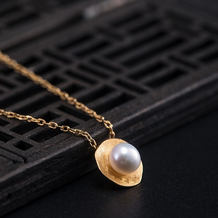 葉っぱのペンダント はっぱ パール シルバー N018