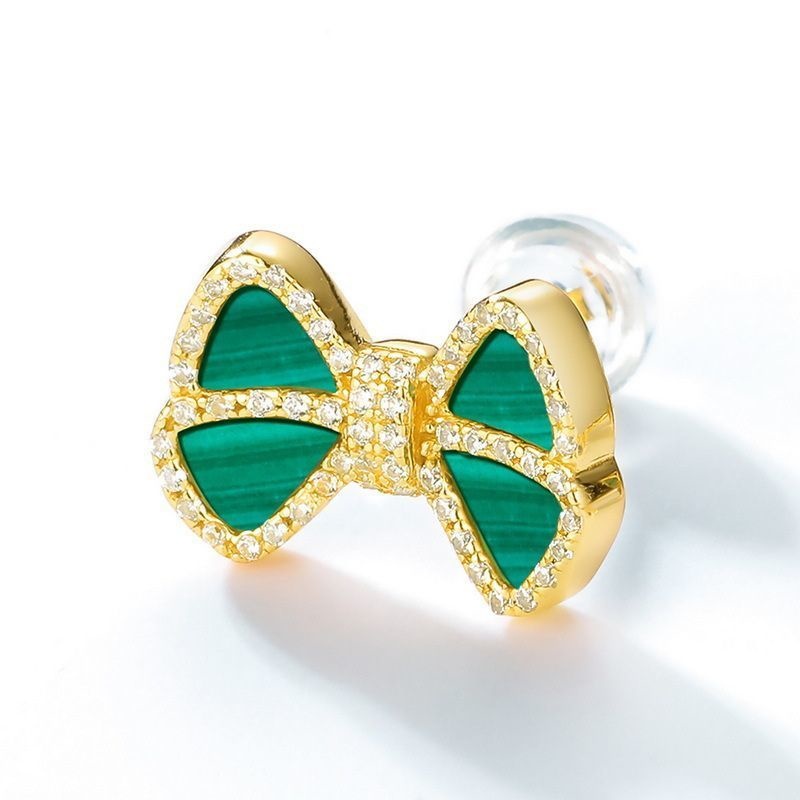 マラカイト蝶々ピアス-女性らしさを象徴する高級感漂うアクセサリー P118