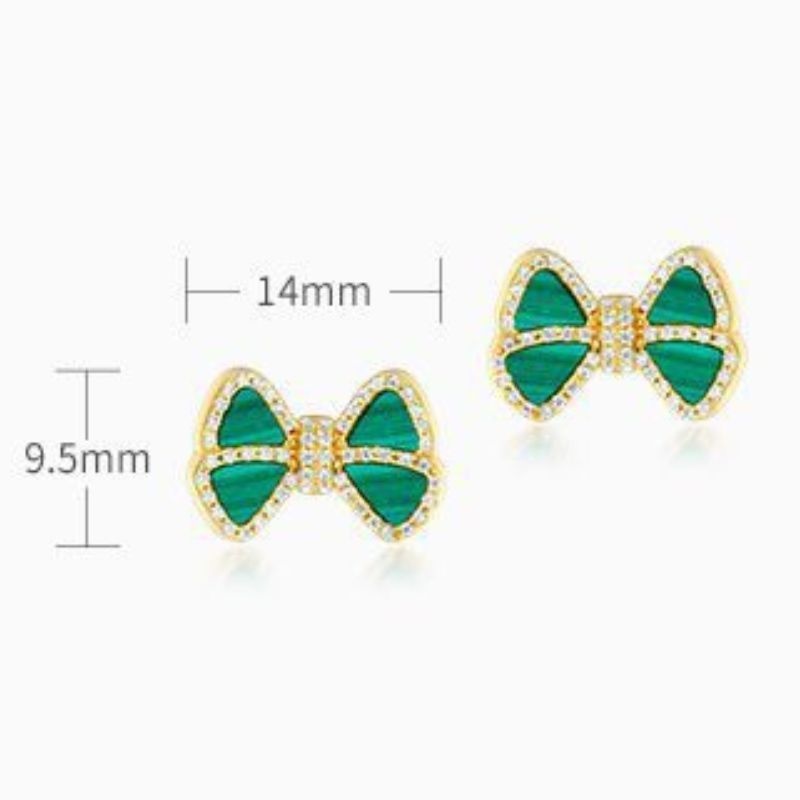 マラカイト蝶々ピアス-女性らしさを象徴する高級感漂うアクセサリー P118