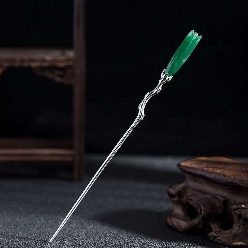 ハクモクレンの花が美しいシルバー簪 -上品なヘアアクセサリーK080