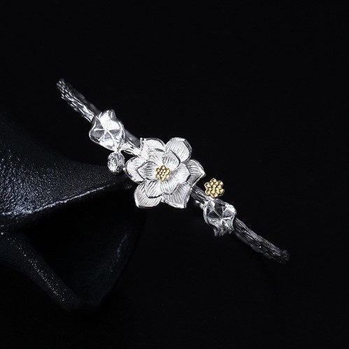 ハスのバングル はす 蓮 シルバー B001