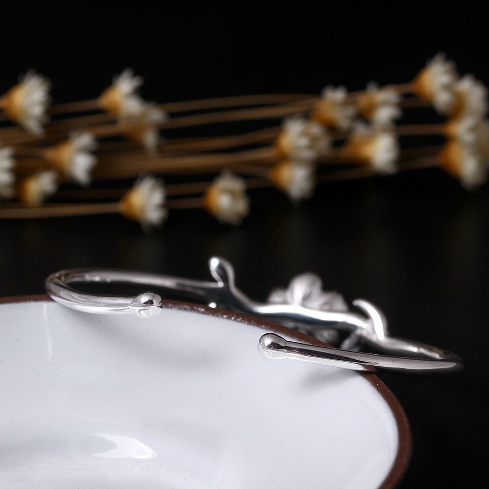 桜のバングル さくら 花 シルバー B006