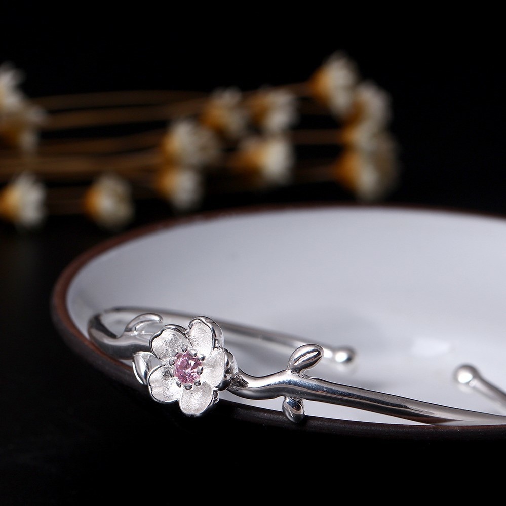 桜のバングル さくら 花 シルバー B006