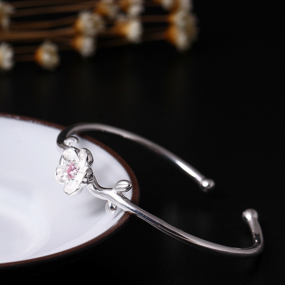 桜のバングル さくら 花 シルバー B006