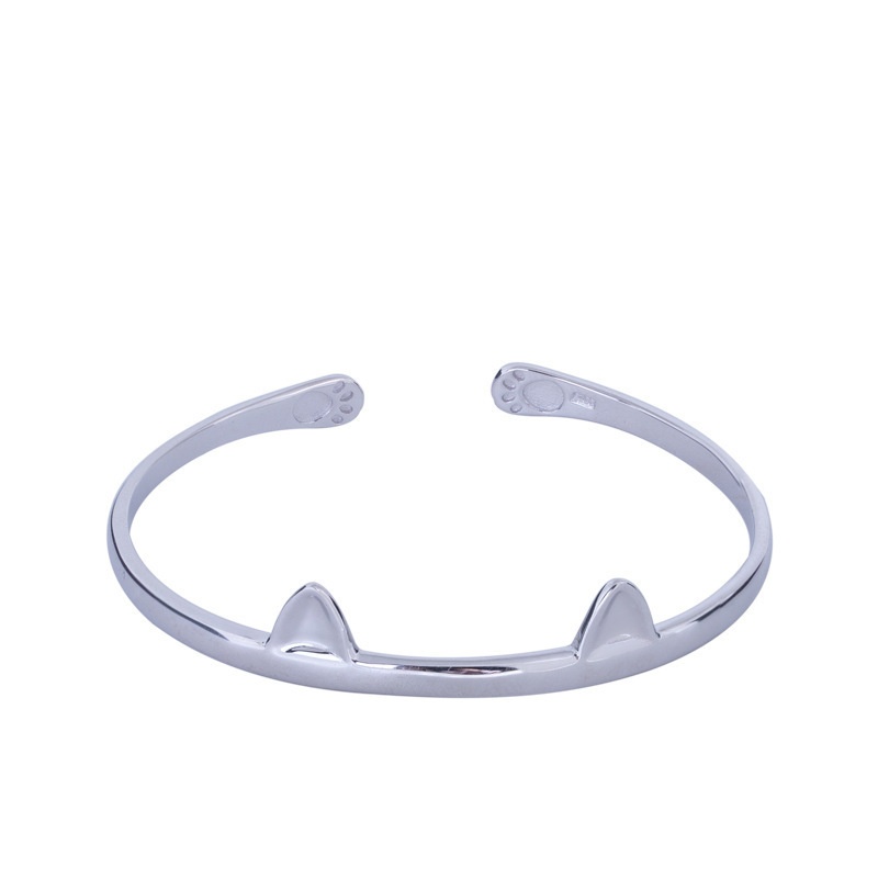 猫のバングル 猫耳 ねこ シルバー B016