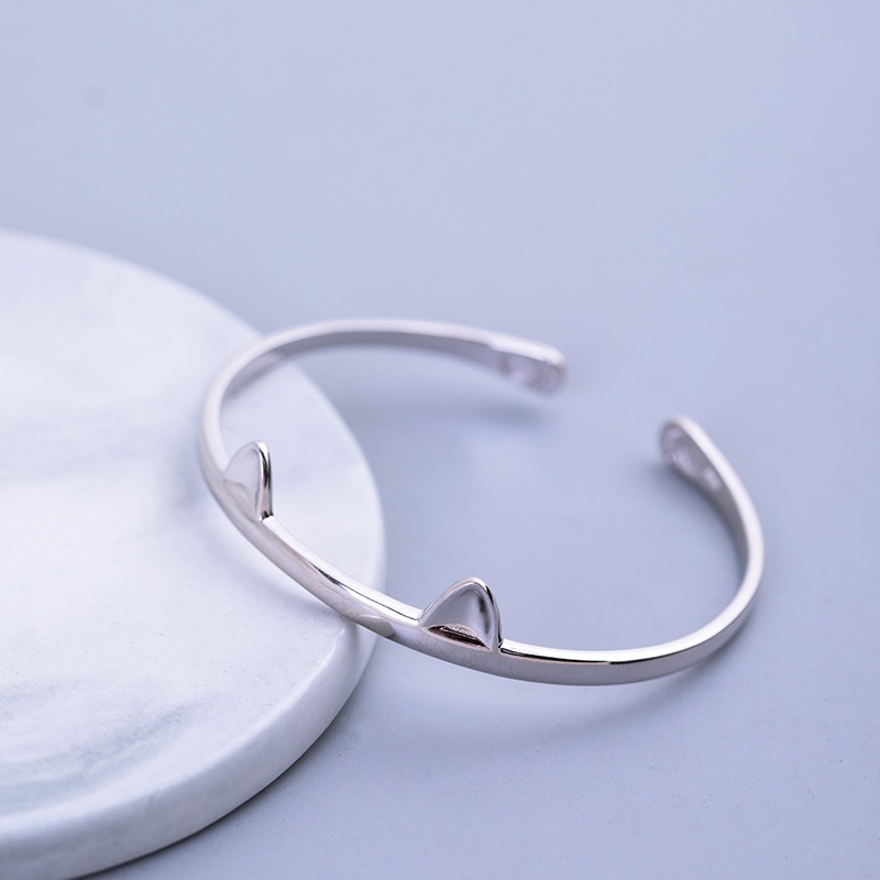 猫のバングル 猫耳 ねこ シルバー B016