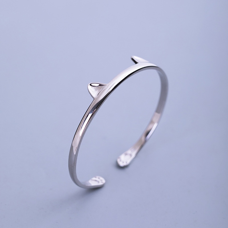 猫のバングル 猫耳 ねこ シルバー B016