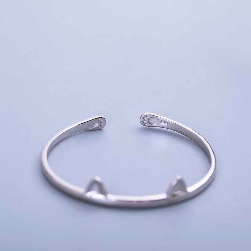 猫のバングル 猫耳 ねこ シルバー B016