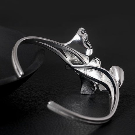 イチョウのバングル 銀杏 シルバー B017