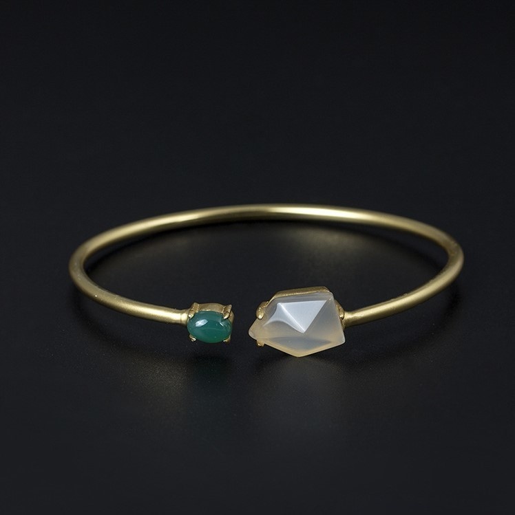 バングル カルセドニー シルバー B019