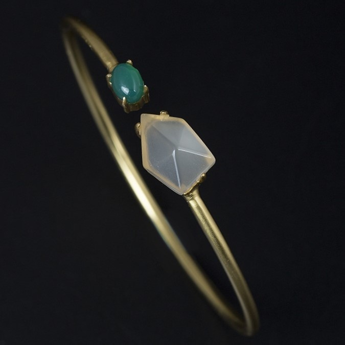 バングル カルセドニー シルバー B019