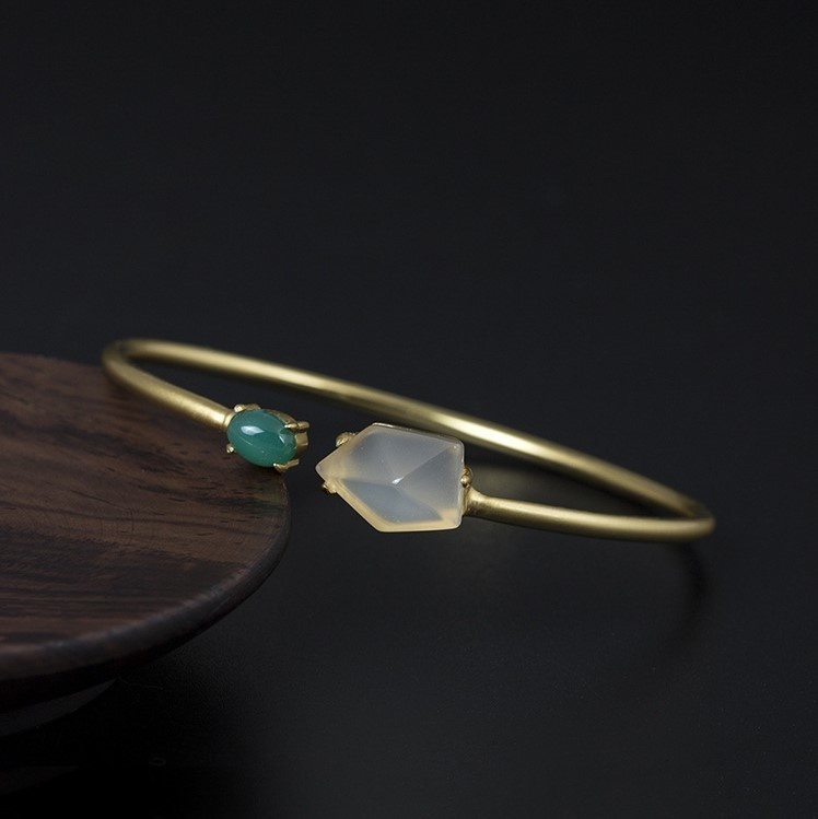 バングル カルセドニー シルバー B019