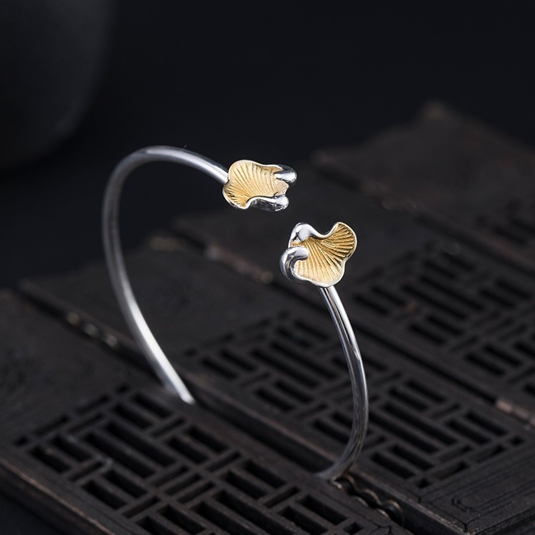 イチョウのバングル 銀杏 シルバー B021