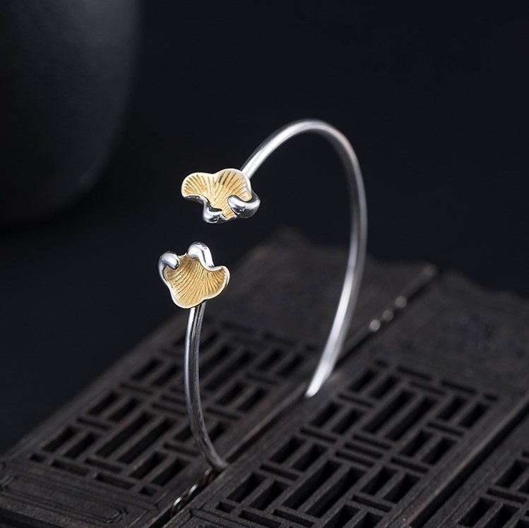 イチョウのバングル 銀杏 シルバー B021