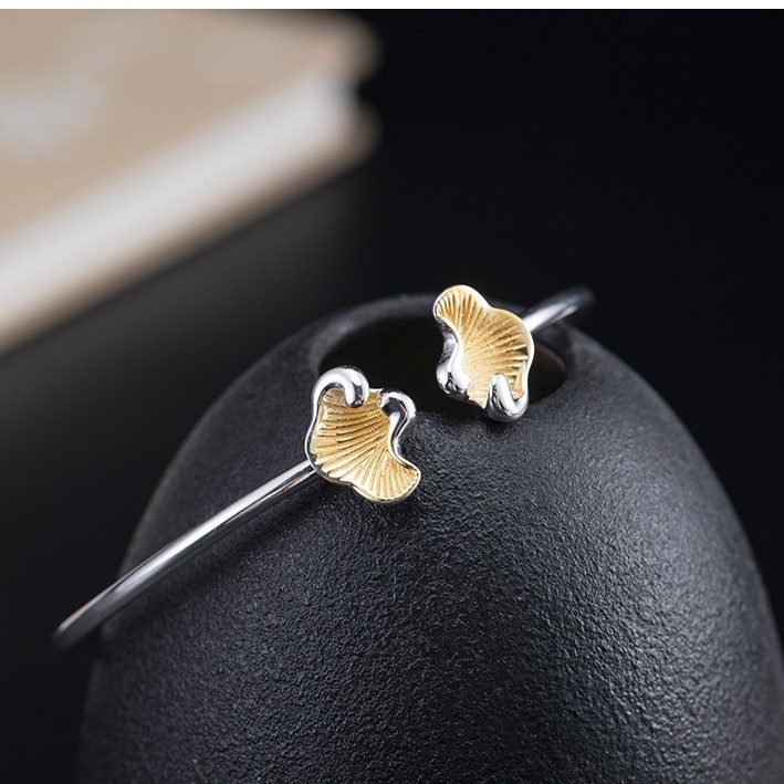 イチョウのバングル 銀杏 シルバー B021