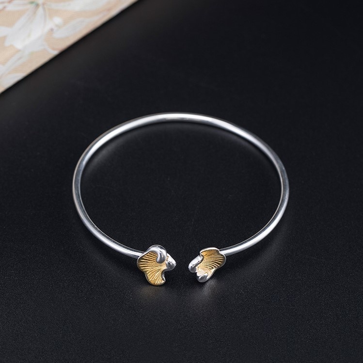 イチョウのバングル 銀杏 シルバー B021