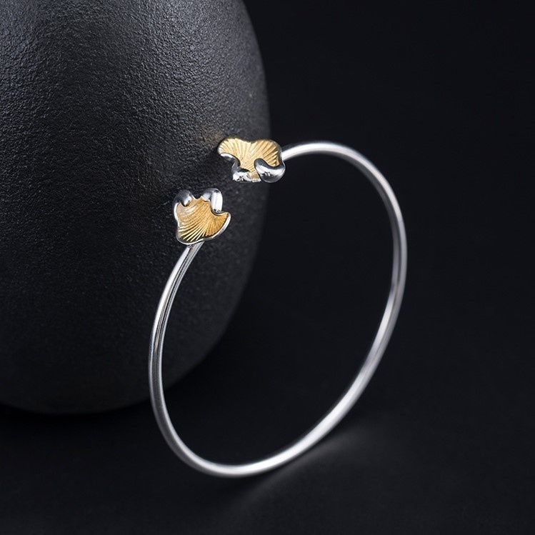 イチョウのバングル 銀杏 シルバー B021