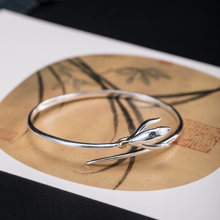 百合のバングル ゆり シルバー B024