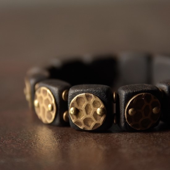 黒檀のブレスレット 真鍮 メンズ B030