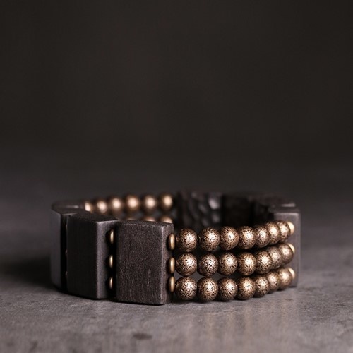 黒檀のブレスレット 真鍮 メンズB031