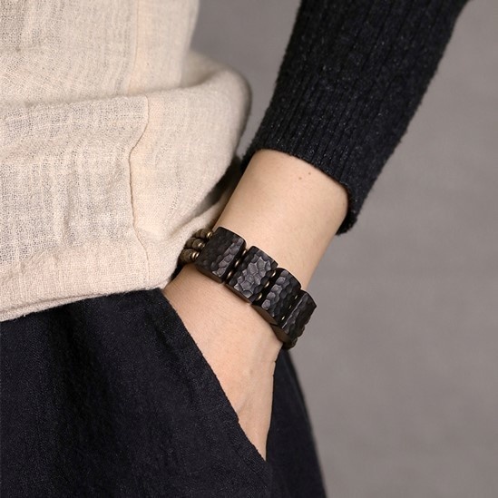 黒檀のブレスレット 真鍮 メンズB031