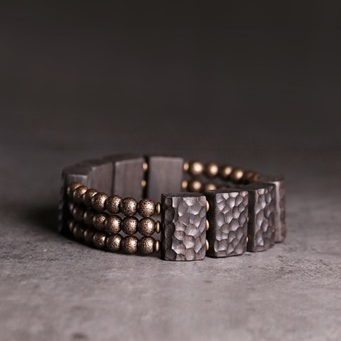 黒檀のブレスレット 真鍮 メンズB031