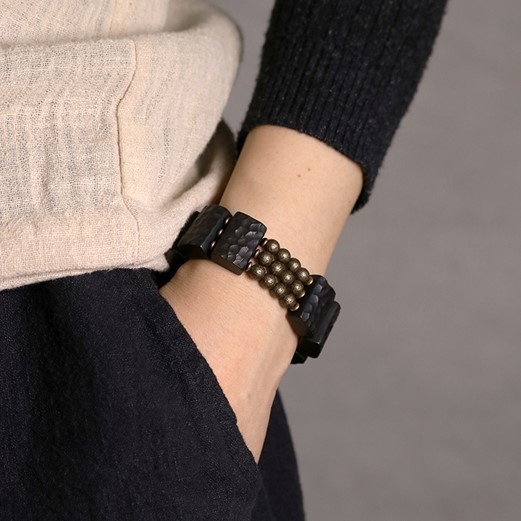 黒檀のブレスレット 真鍮 メンズB031