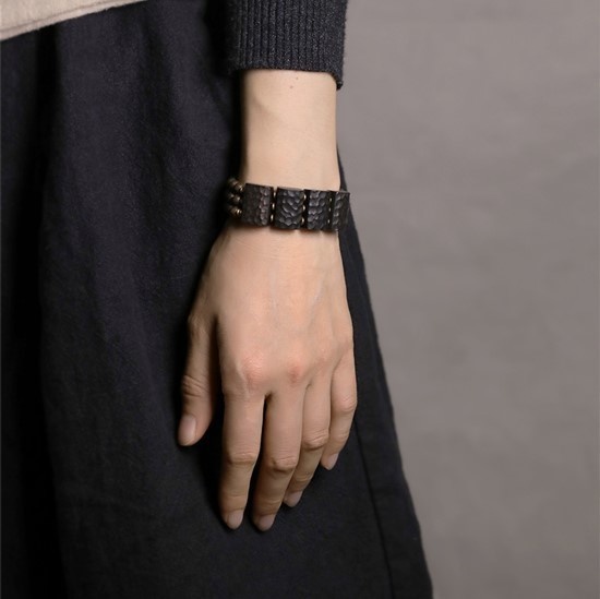 黒檀のブレスレット 真鍮 メンズB031