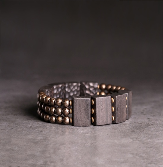 黒檀のブレスレット 真鍮 メンズB031