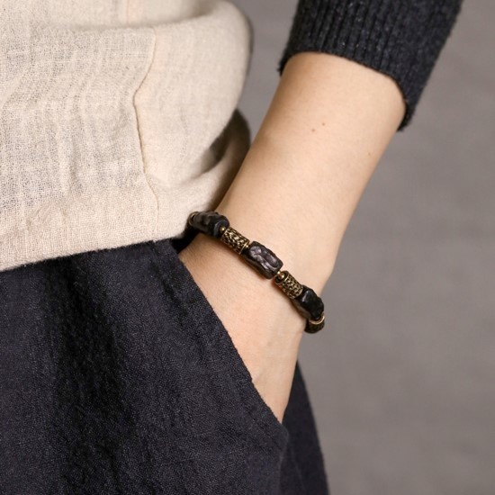黒檀のブレスレット 真鍮 メンズ B032