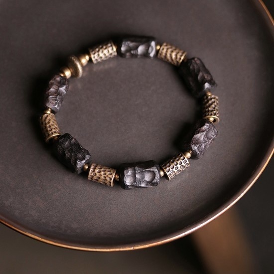 黒檀のブレスレット 真鍮 メンズ B032