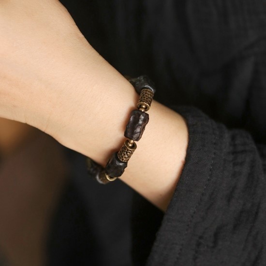 黒檀のブレスレット 真鍮 メンズ B032