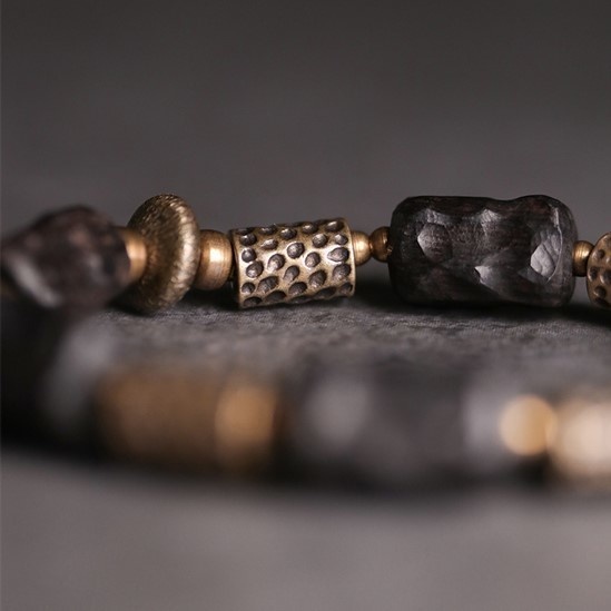 黒檀のブレスレット 真鍮 メンズ B032