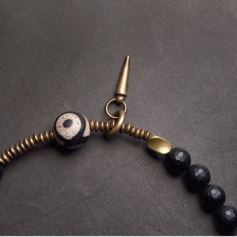 オニキスのブレスレット 真鍮 メンズ B033
