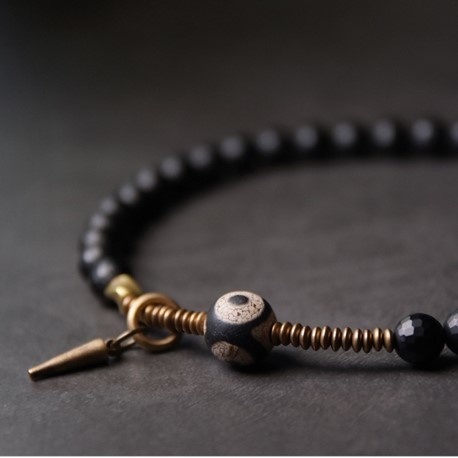 オニキスのブレスレット 真鍮 メンズ B033