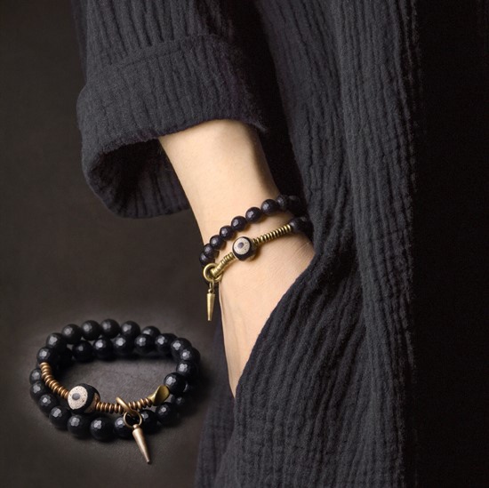 オニキスのブレスレット 真鍮 メンズ B033