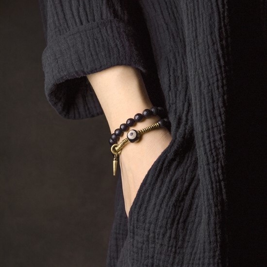 オニキスのブレスレット 真鍮 メンズ B033