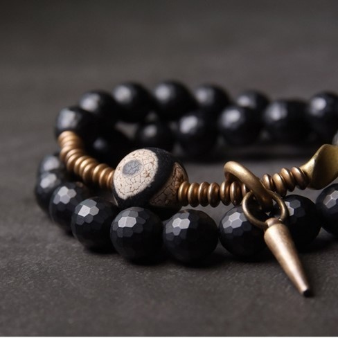 オニキスのブレスレット 真鍮 メンズ B033