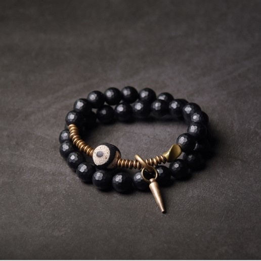 オニキスのブレスレット 真鍮 メンズ B033