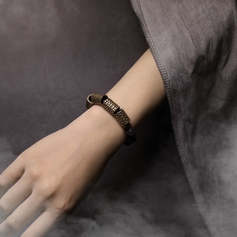 火山岩のブレスレット 真鍮 メンズ B036