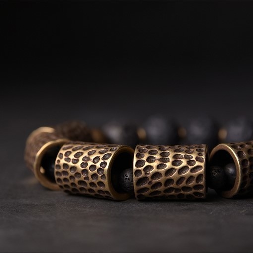 火山岩のブレスレット 真鍮 メンズ B036