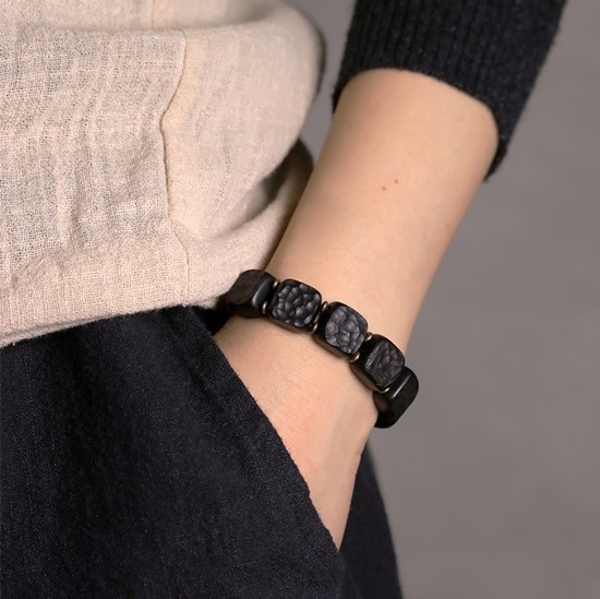 黒檀のブレスレット 真鍮 メンズ B037